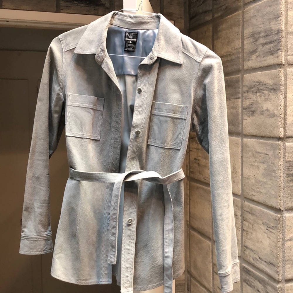 Light  Blue 100% Suede Jacket